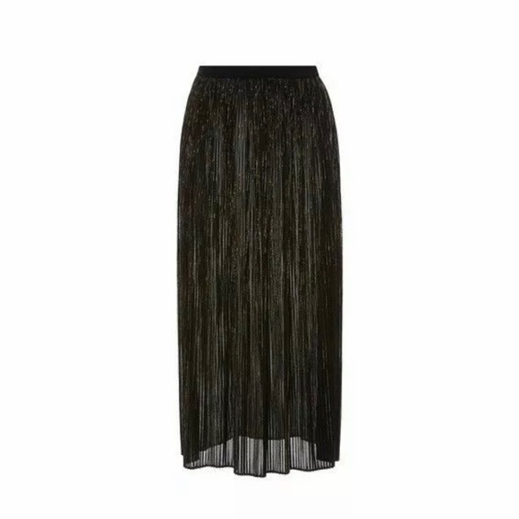 Rosetta Getty Dresses & Skirts - Rosetta Getty Black Iridescent Lurex Mesh Plisse Midi Skirt Size 6